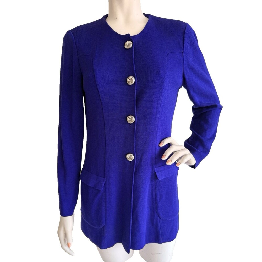 MISOOK Purple Jacket Silver Buttons Long Sleeve Knit with Flaw Size S